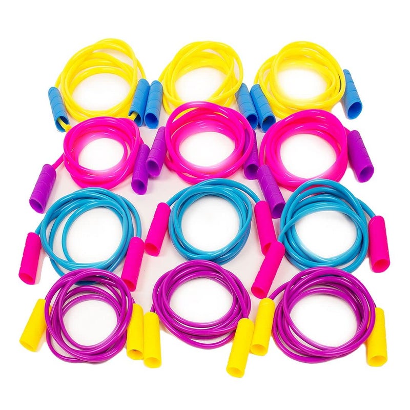 Boley Kids Jump Rope Set - 12 Pack  7ft Durable Skipping Ropes with Non-Slip Handles for Boys & Girls  Fun Outdoor Activity  Assorted Vibrant Colors  Child-Safe Exercise Equipment - Image 1